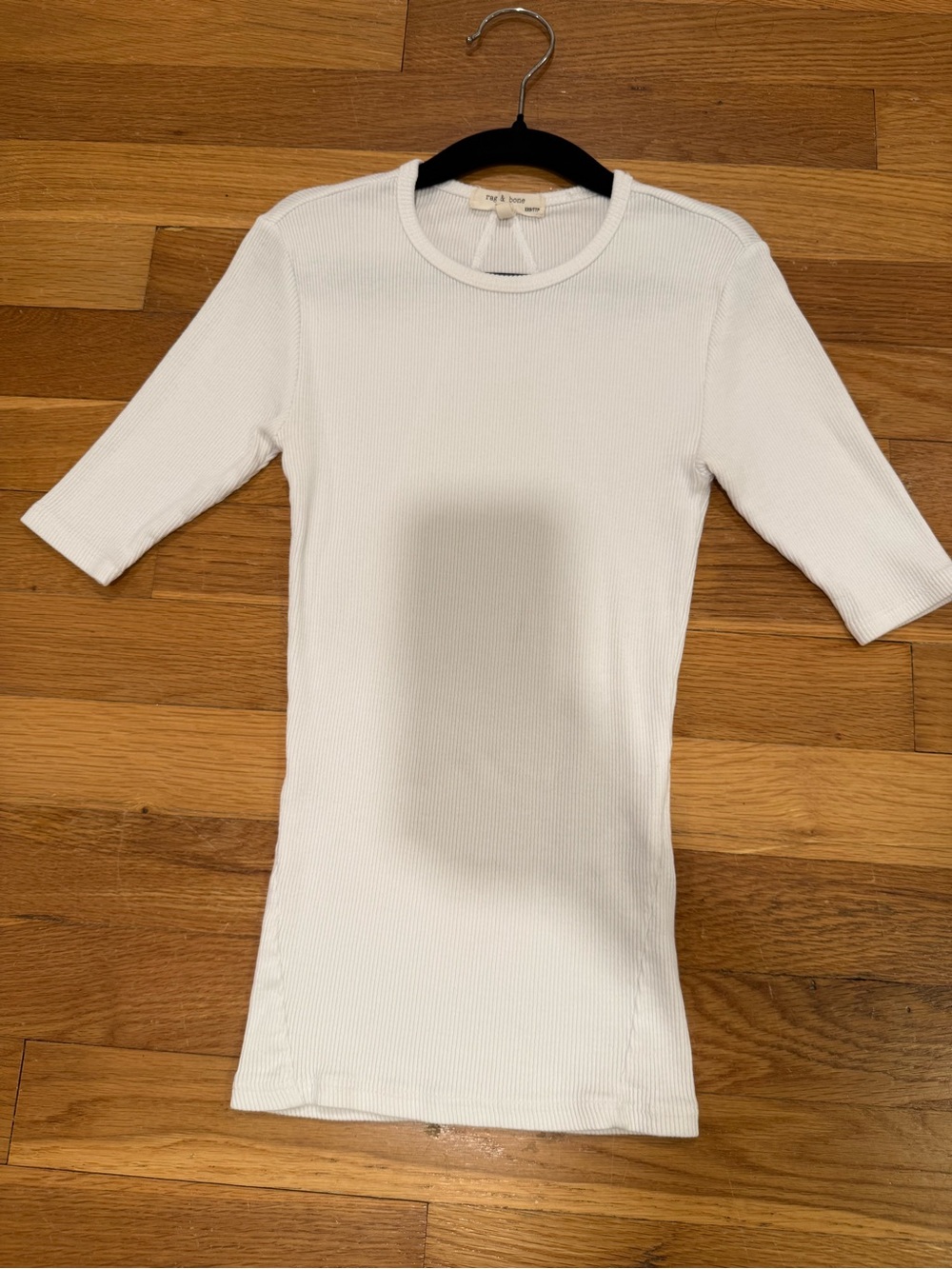 rag & bone White Slim Ribbed Short Sleeve Tee